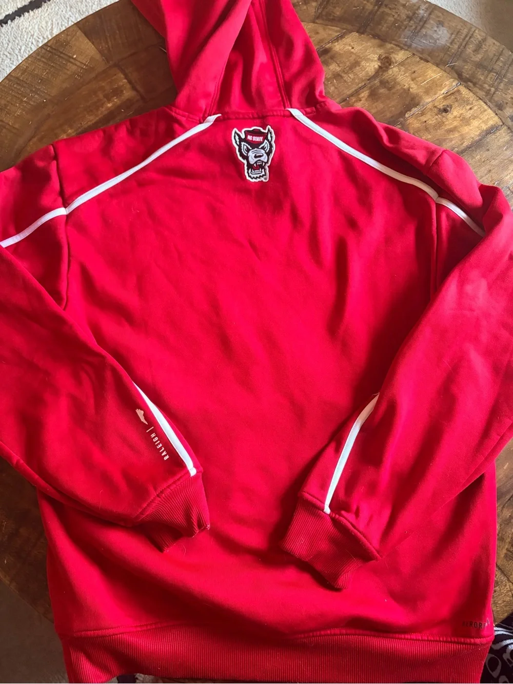 adidas Red NC State Football Team Issued Hoodie